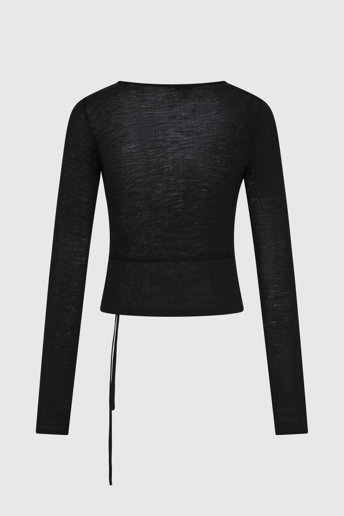 Baby Wool Wrap Top - Black