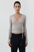Baby Wool Wrap Top - Soft Ash