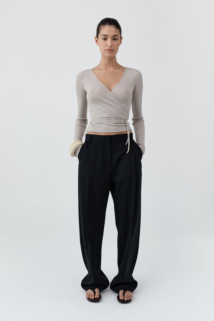 Baby Wool Wrap Top - Soft Ash