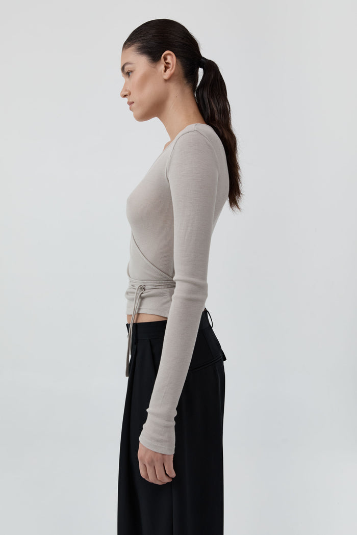 Baby Wool Wrap Top - Soft Ash