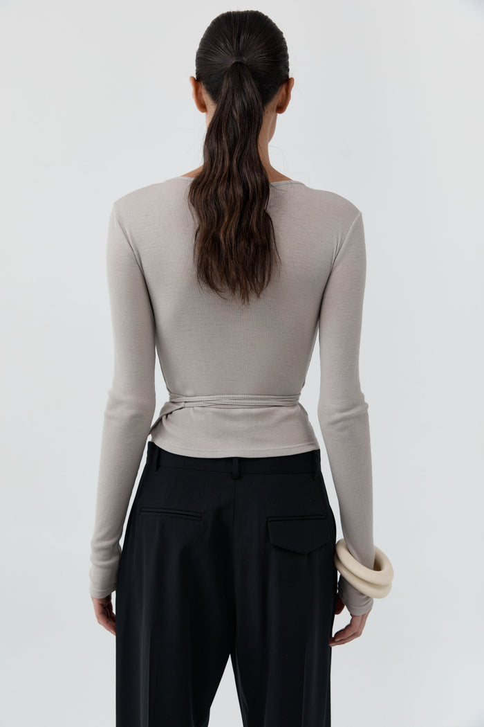 Baby Wool Wrap Top - Soft Ash