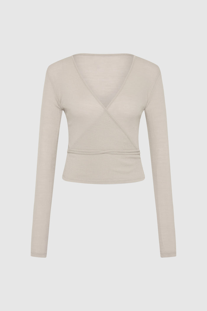 Baby Wool Wrap Top - Soft Ash