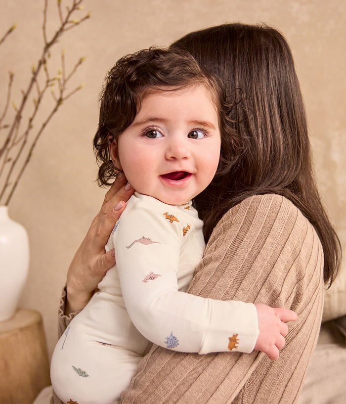 Babygrow Viscose from Bamboo Cream Dino Snore