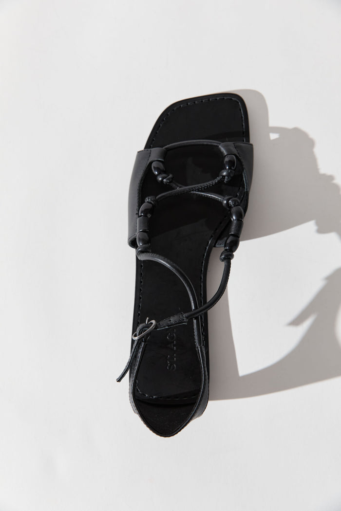 Beaded Detail Sandal - Black