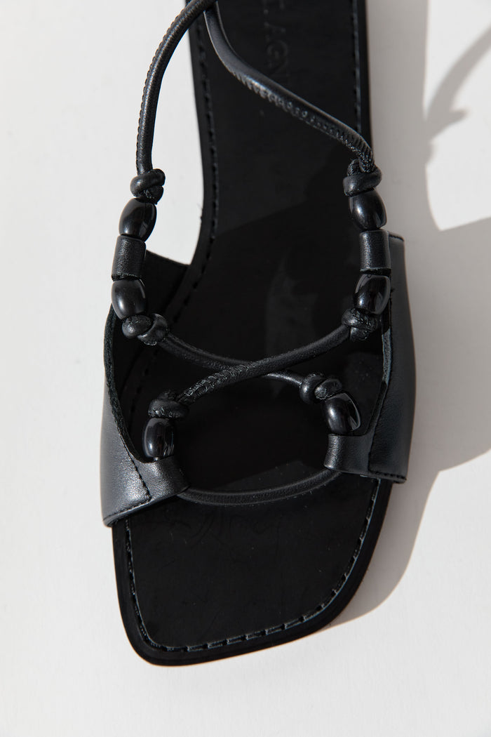 Beaded Detail Sandal - Black