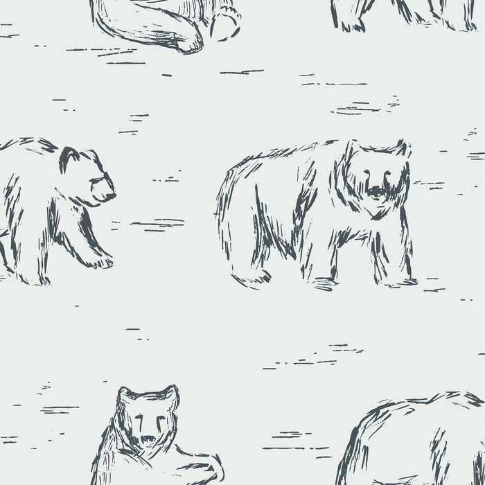 Bears Wallpaper - Muted Blue