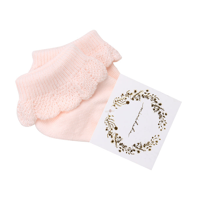 Bebe Drop Needle Socks in Pale Pink (Size NB-4)