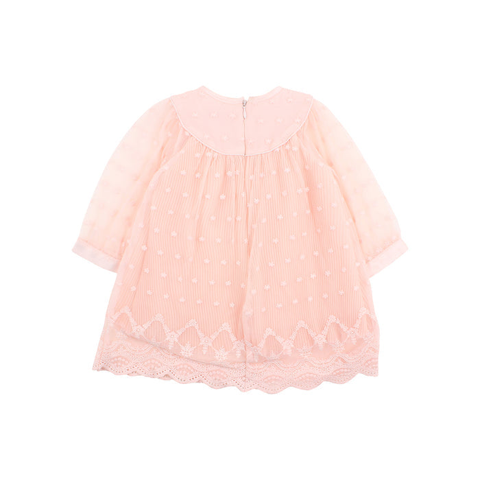 Bebe Pleated Lace Dress in Pink (Size 3M-5Y)