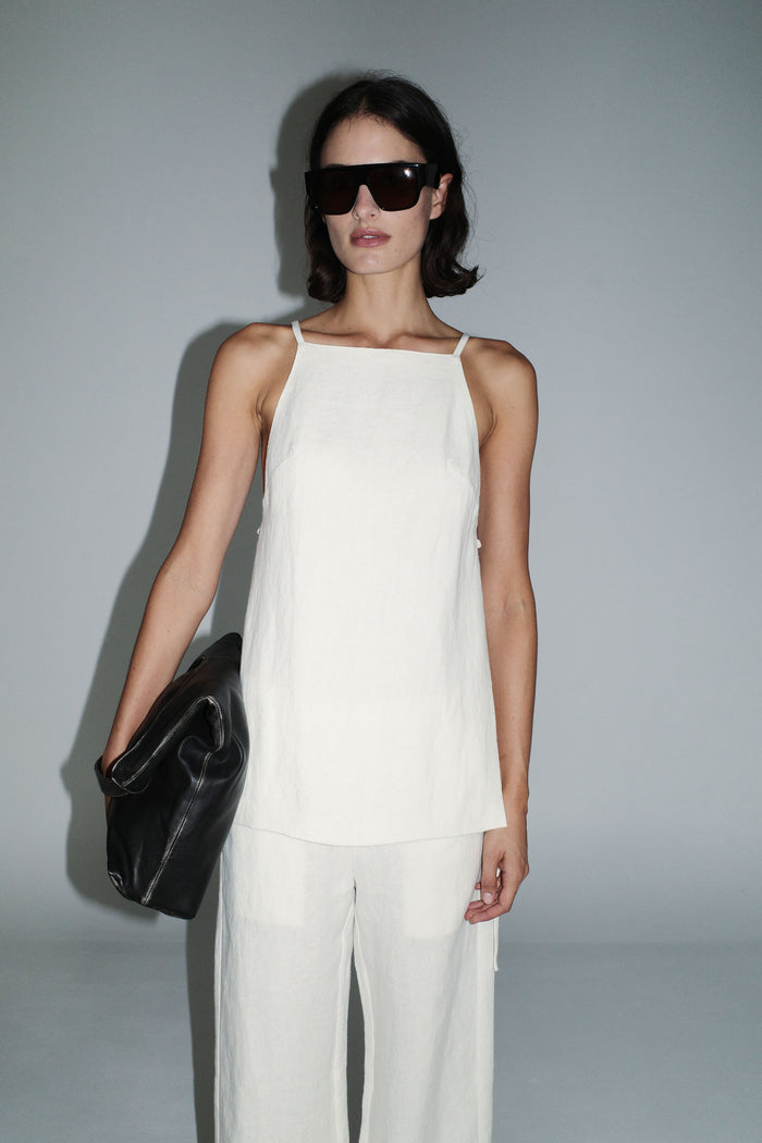 Belted Side Detail Top - Off White