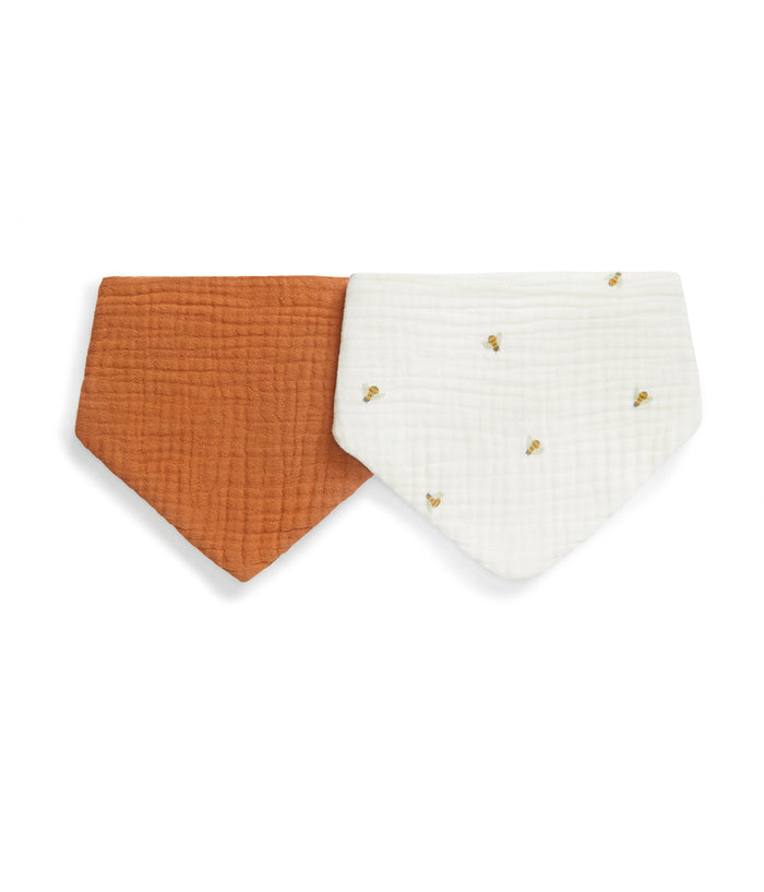 Bib 2 Pack Muslin Cream Bees