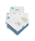 Bib 2 Pack Muslin Storm Blue Rocket
