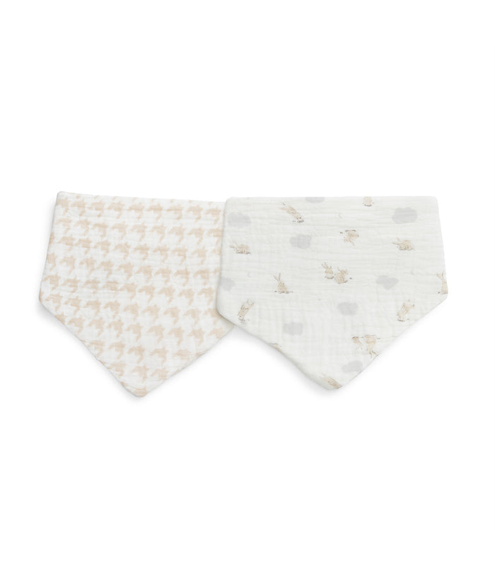 Bib 2 Pack Muslin White Mini Cloud Bunnies