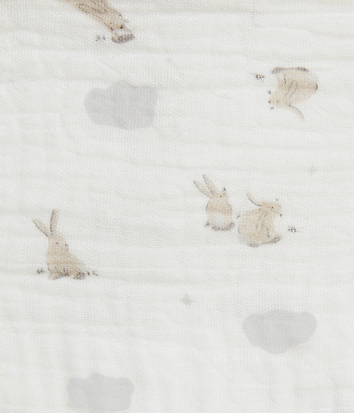 Bib 2 Pack Muslin White Mini Cloud Bunnies