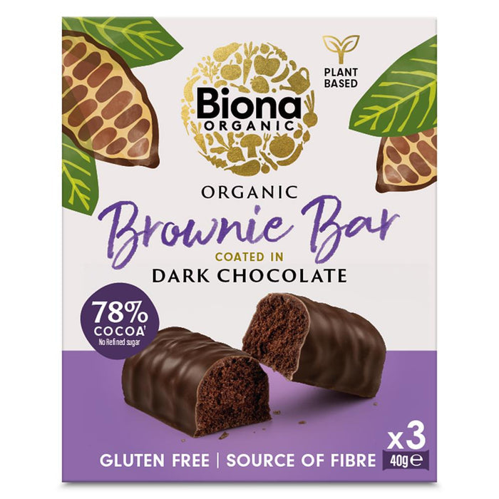 Biona Organic Dark Chocolate Brownie Bar Multipack 3 Bars