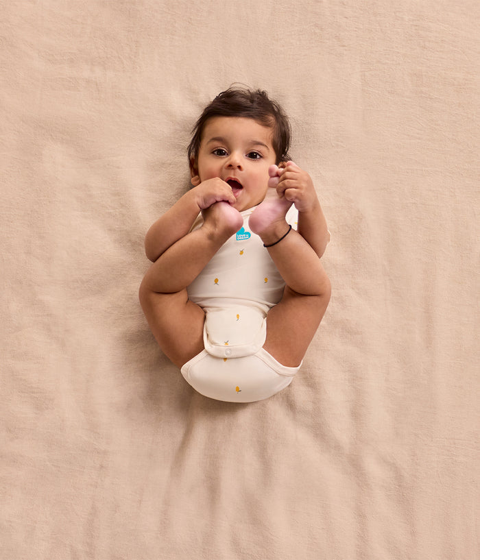 Bodysuit Short Sleeve Viscose from Bamboo Cream Lemons