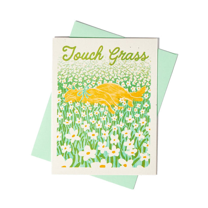 Bromstad Printing Co. - Touch Grass Cat - Risograph Card