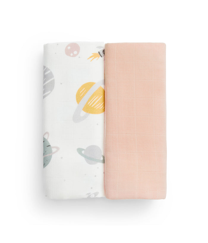Burp Cloth 2 Pack Muslin Blush Rocket