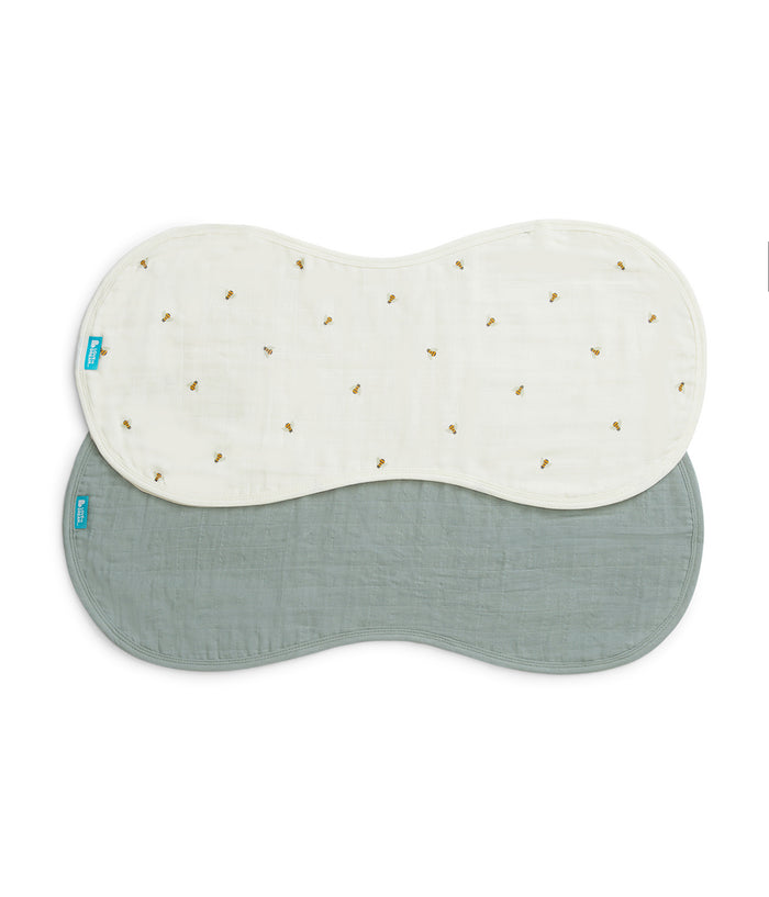 Burp Cloth 2 Pack Muslin Cream Bees