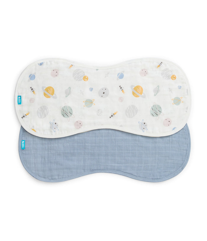 Burp Cloth 2 Pack Muslin Mist Blue Rocket