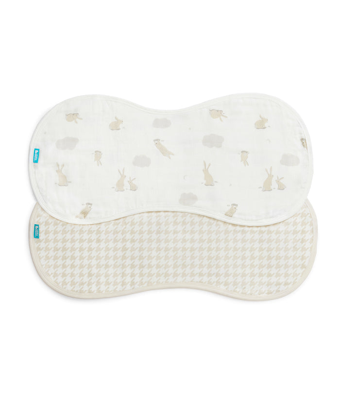 Burp Cloth 2 Pack Muslin White Cloud Bunnies