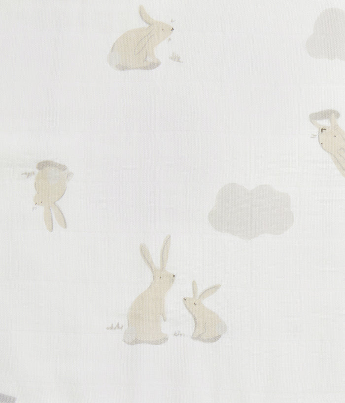 Burp Cloth 2 Pack Muslin White Cloud Bunnies