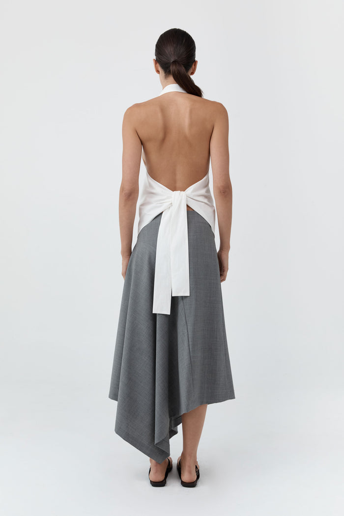 Button Detail Halter Top - Off White
