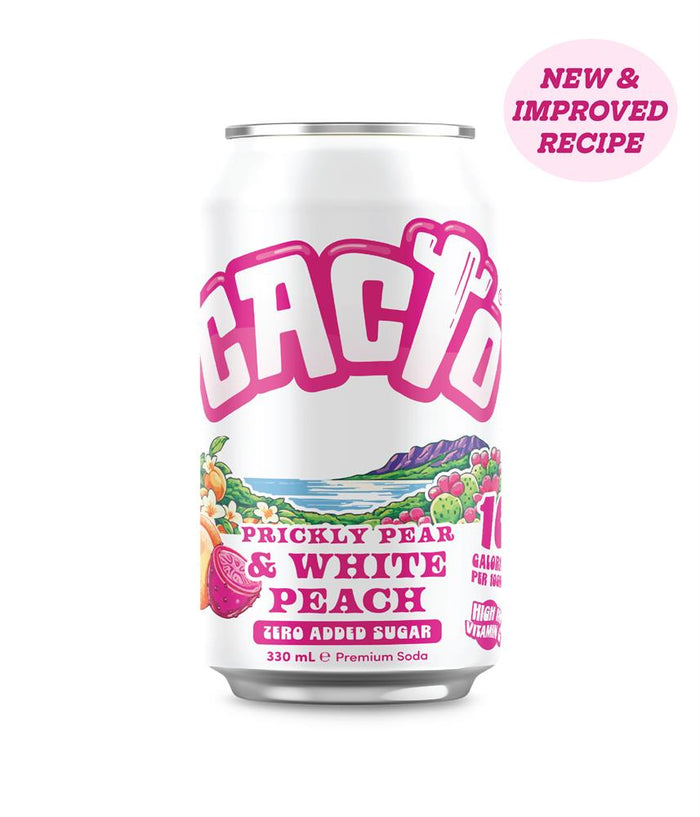 Cacto White Peach & Prickly Pear - Low Sugar Soda 330ml