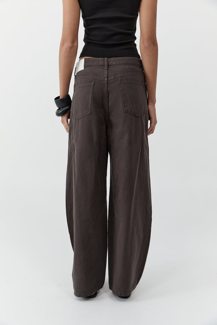 Canvas Mid Rise Barrel Jeans - Ash