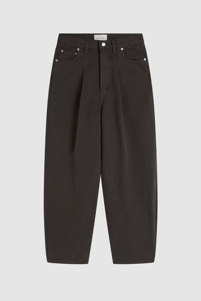 Canvas Mid Rise Barrel Jeans - Ash