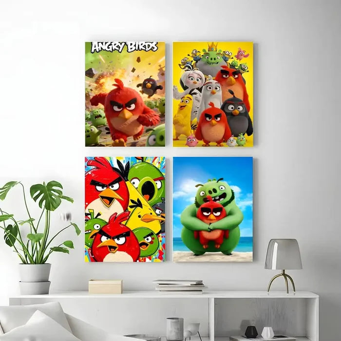 Cartoon A-Angry Birds Poster  Self-adhesive Art Waterproof Paper Sticker Coffee House Bar Room Wall Decor