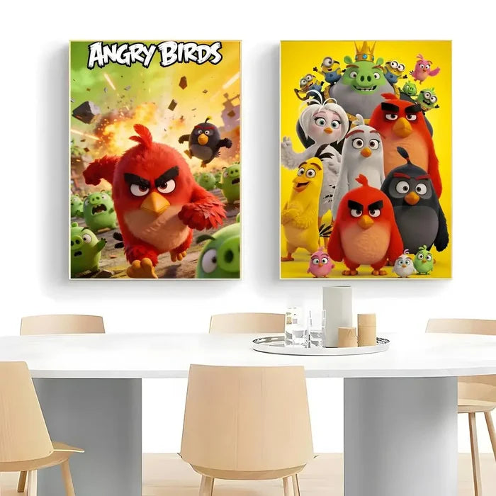 Cartoon A-Angry Birds Poster  Self-adhesive Art Waterproof Paper Sticker Coffee House Bar Room Wall Decor