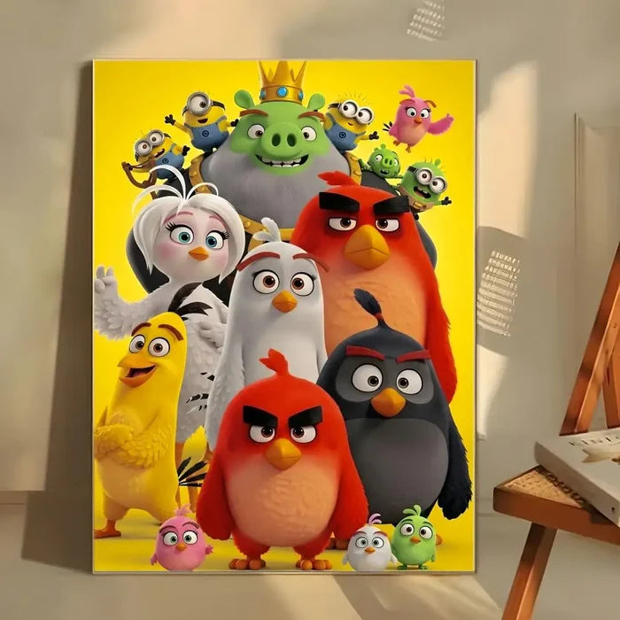Cartoon A-Angry Birds Poster  Self-adhesive Art Waterproof Paper Sticker Coffee House Bar Room Wall Decor