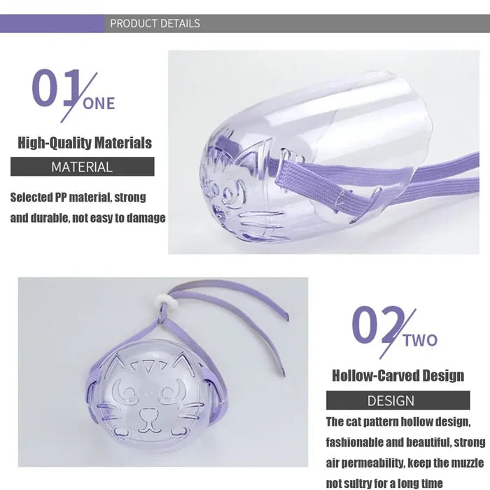 Cat Grooming Kitten Pet Mouth Cover Cat Recovery Anti-Bark Transparent Cat Mask Cat Muzzle Anti-Bite