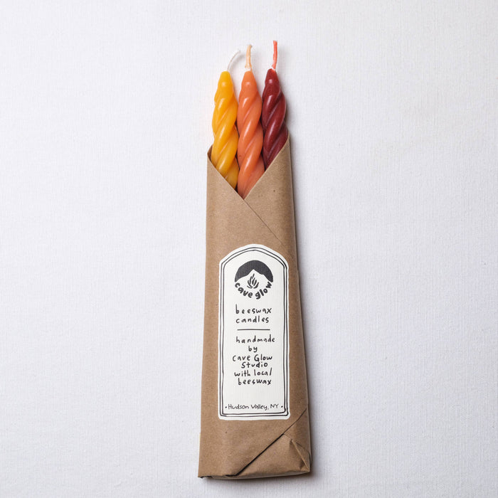 Cave Glow Studio - Sunrise Spiral Beeswax Candles - Set of 3
