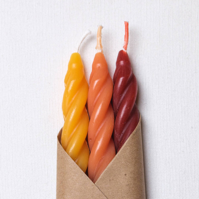 Cave Glow Studio - Sunrise Spiral Beeswax Candles - Set of 3