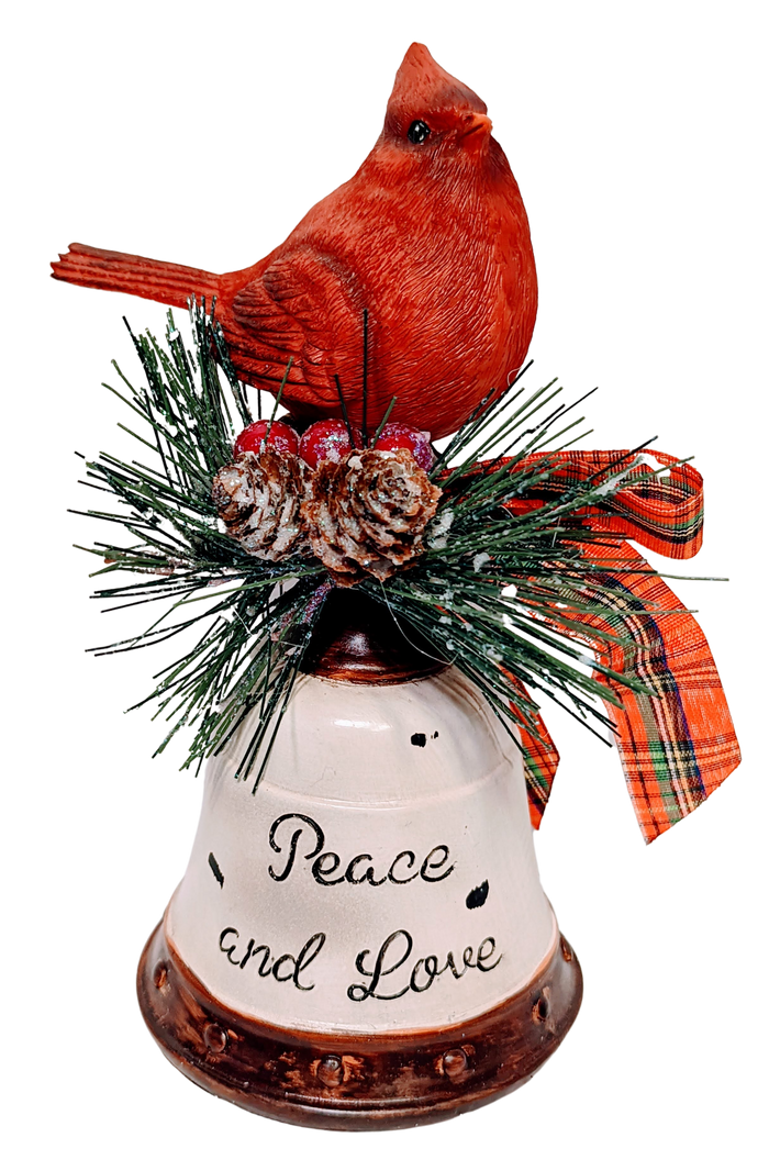 Christmas Bell with Red Cardinal - Red Bell, Green Bell or White Bell