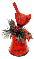 Christmas Bell with Red Cardinal - Red Bell, Green Bell or White Bell