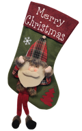 Christmas Stocking with Santa, Reindeer or Snowman Applique & Long Legs