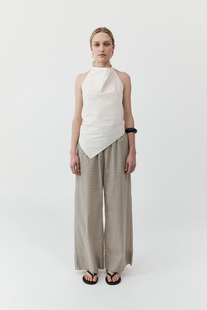 Cotton Check Relaxed Pant - Check