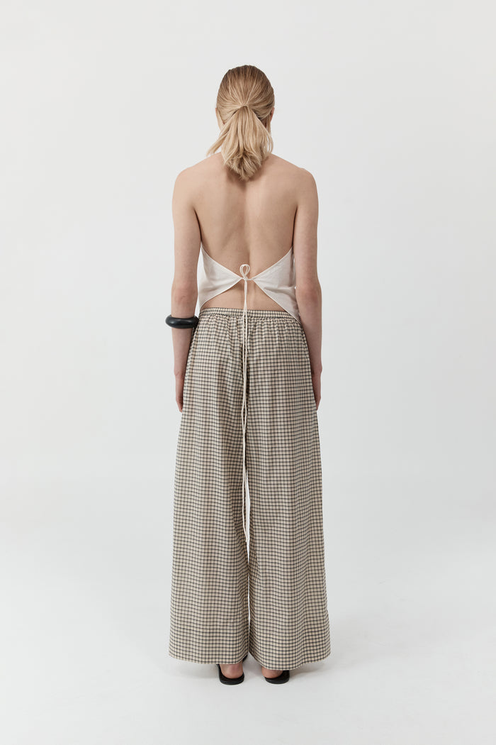 Cotton Check Relaxed Pant - Check