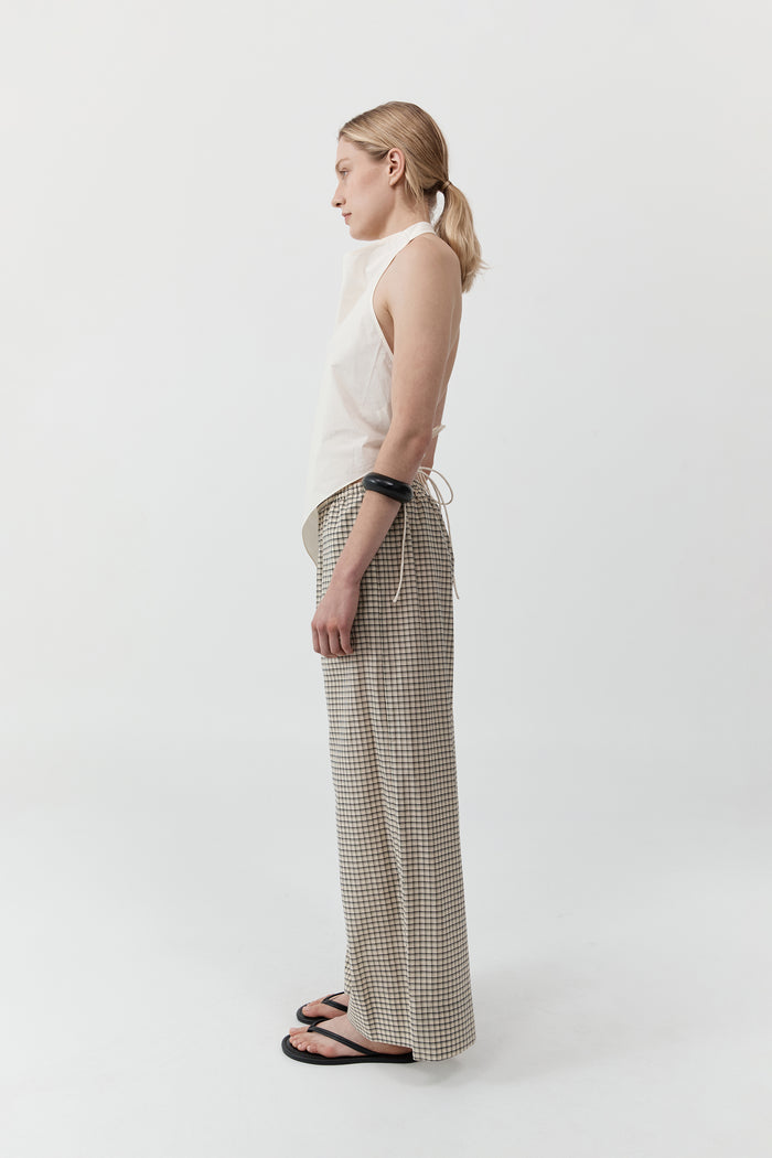 Cotton Check Relaxed Pant - Check