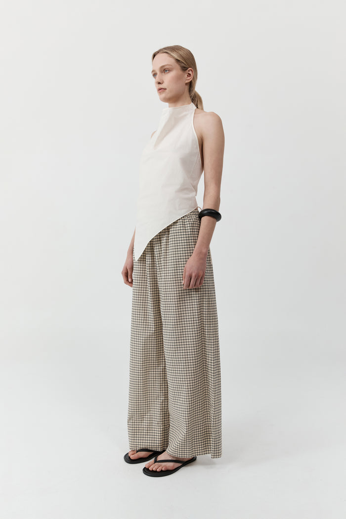 Cotton Check Relaxed Pant - Check