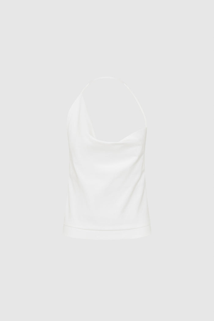 Cotton Jersey Halter Top - Off White