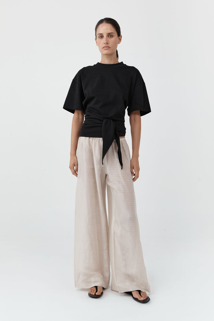 Cotton Jersey Split Back Tee - Black