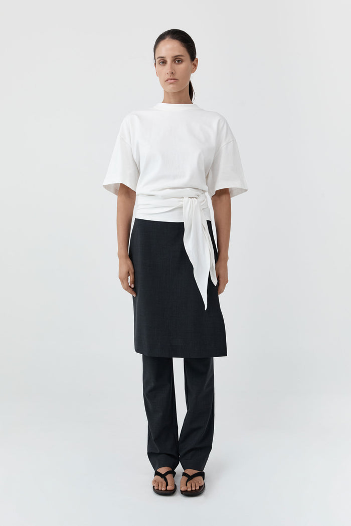 Cotton Jersey Split Back Tee - Off White