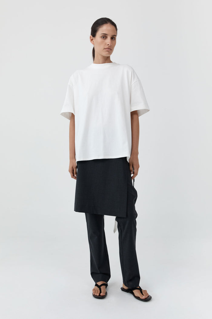 Cotton Jersey Split Back Tee - Off White