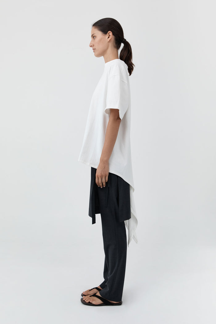 Cotton Jersey Split Back Tee - Off White
