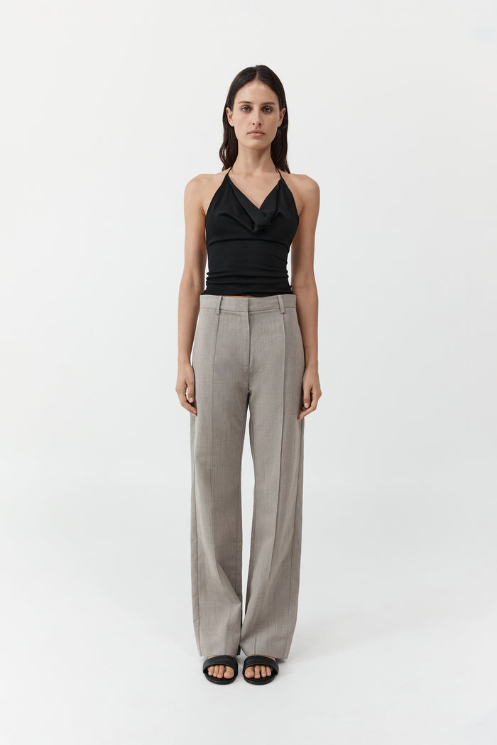 Cowl Halter Knit Top - Black