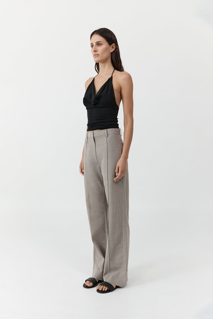 Cowl Halter Knit Top - Black