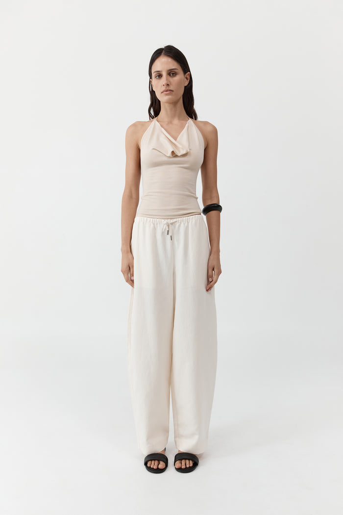 Cowl Halter Knit Top - Shell